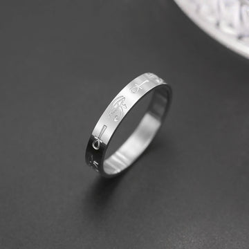 DAIIIBABYYY  -  Eye Of Ra Ankh Cross Ring Women Men Stainless Steel Egypt Wedjat Eye Protction Finger Rings Couple Jewelry Christmas Gift